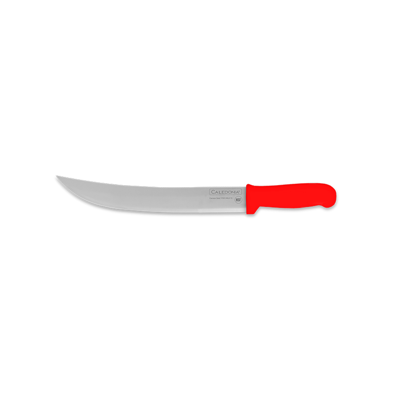 (CABIC-10R) CUCHILLO BISTECERO CURVO 10" MANGO ROJO