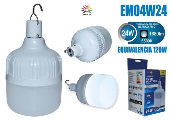 (EM04W24) FOCO OMNI RECARGABLE 24W MEGALUZ