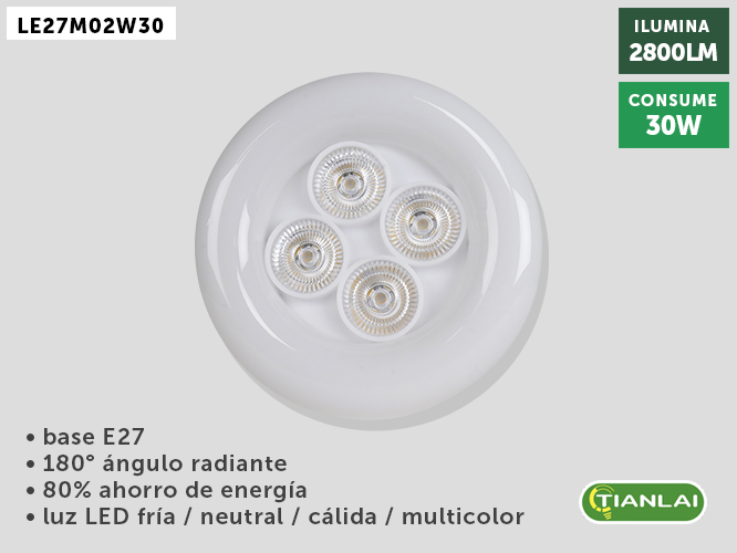 LE27M02W30 LUMINARIO LED RGB 30W TIANLAI 