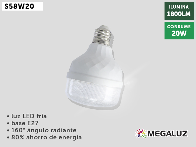 (S58W20) FOCO LED MEGALUZ 20W