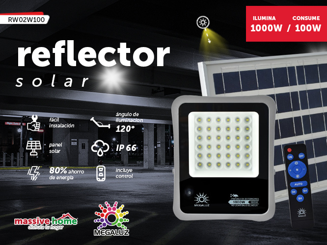 (RW02W100) REFLECTOR SOLAR 100W MEGALUZ