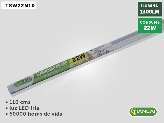 (T8W22N10) TUBO LED SENCILLO 22W TIANLAI