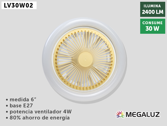 (LV30W02) LAMPARA CON VENTILADOR MEGALUZ