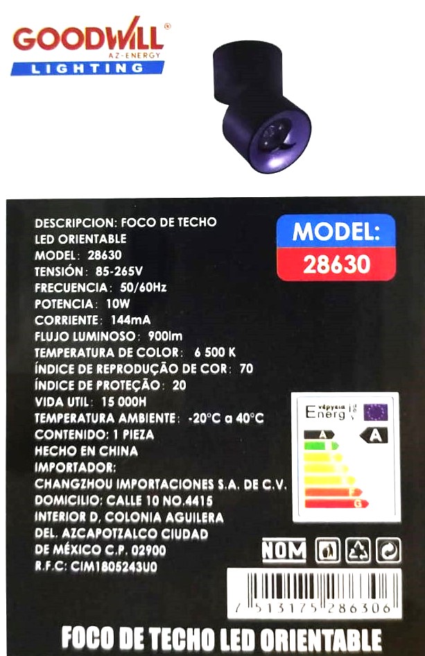 (28630) FOCO DE TECHO LED ORIENTABLE (GOOD WILL)