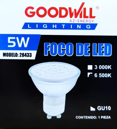 [BLANGU10-28433] (BLANGU10-28433) FOCO LED 5W GU10 LUZ BCA GOOD WILL