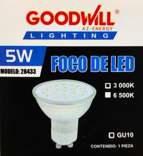 [CALIDGU10-28433] (CALIDGU10-28433) FOCO LED  5W GU10 LUZ CALIDA  (GOOD WILL)