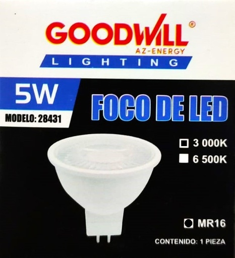 [CALIDMR16-28431] (CALIDMR16-28431) FOCO LED 5W LUZ CALIDA GOOD WILL