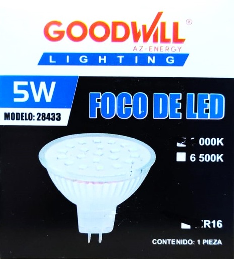 [CALIDMR16-28433] (CALIDMR16-28433) FOCO LED 5W MR16 LUZ CALIDA GOOD WILL