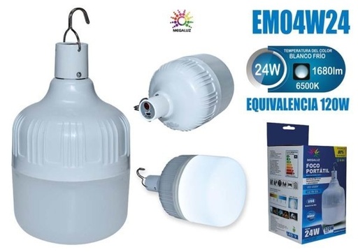 [EM04W24] (EM04W24) FOCO OMNI RECARGABLE 24W MEGALUZ