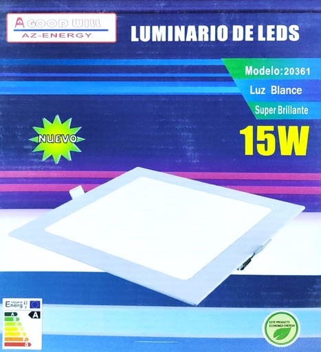 [8303175203613] LUMINARIO CUADRADO 15W. GOOD WILL (20361)