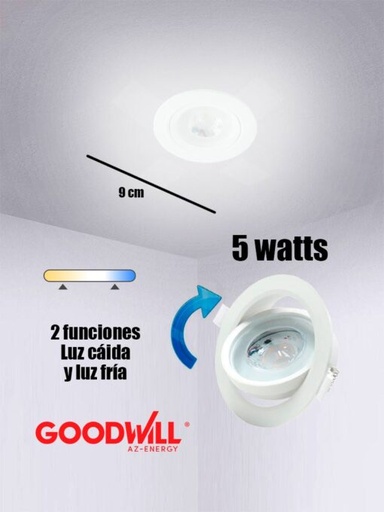 [22462-CALIDA-5] LUMINARIO DIRIGIBLE 5W LUZ CALIDA (GOOD WILL)