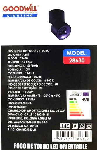 [28630] (28630) FOCO DE TECHO LED ORIENTABLE (GOOD WILL)