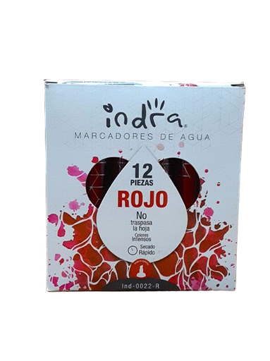 [INDRA-ROJO] MARCADOR DE AGUA INDRA ROJO C/12 PZAS